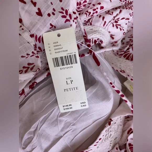NWT Anthropologie Red and White Mini Dress Babydoll Mini Flutter White Red - Picture 8 of 8